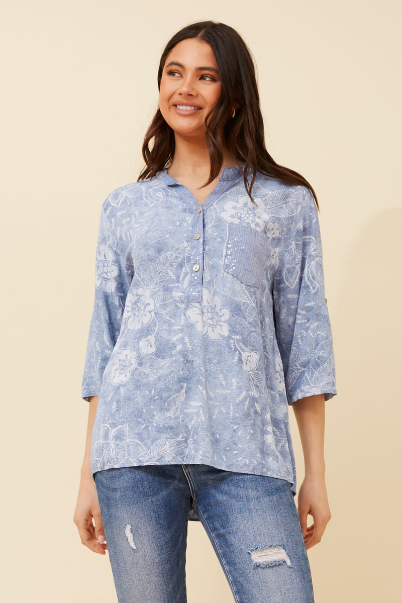 Bottega Floral Sequin Shirt