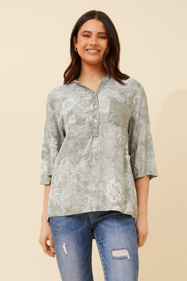 Bottega Floral Sequin Shirt