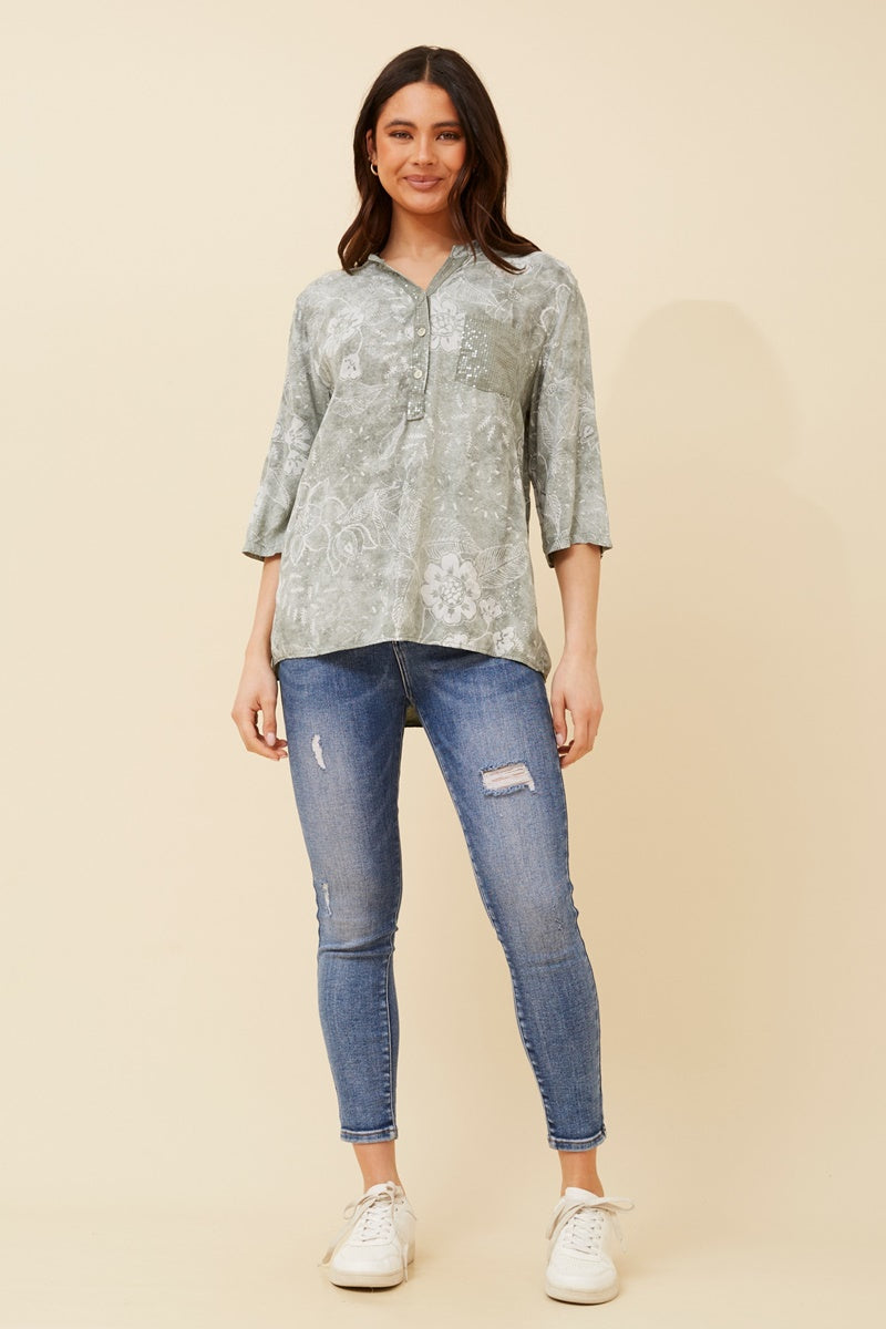 Bottega Floral Sequin Shirt