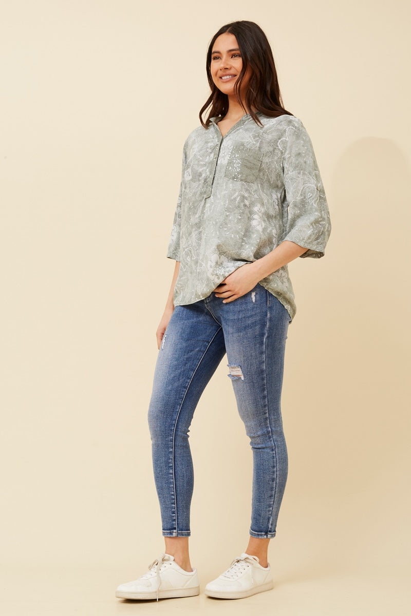 Bottega Floral Sequin Shirt