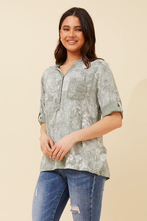 Bottega Floral Sequin Shirt