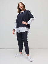 Marco Polo Pinstripe Ponte Barrel Leg Pant
