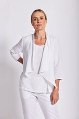 See Saw 100% Linen 3/4 Open Drape Jacket