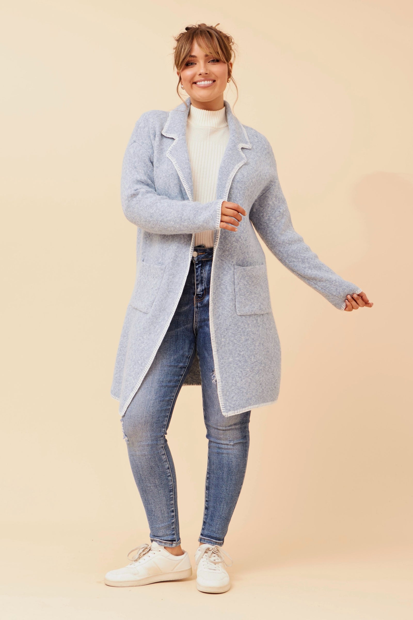 Caroline Morgan Blanket Stitch Coatigan – MODA In Fashion