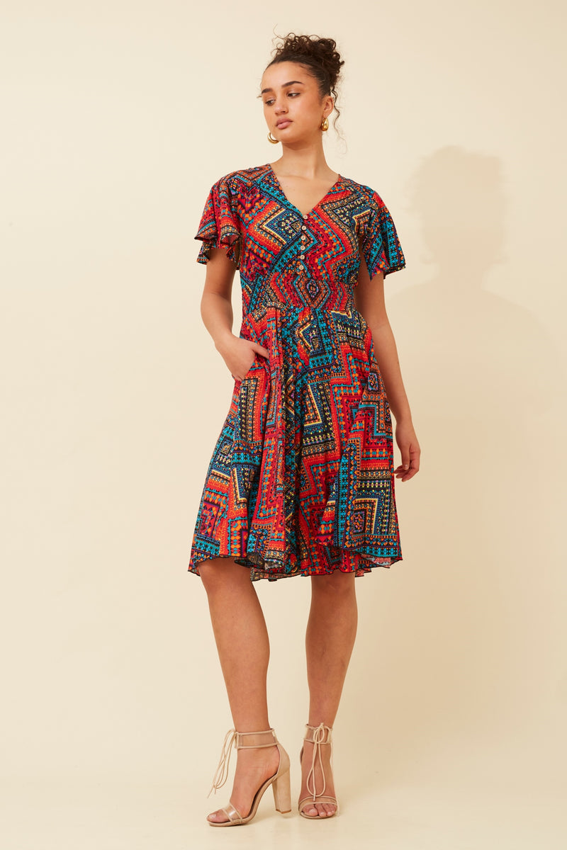 Caroline Morgan Abstract Print Dress