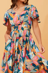 Caroline Morgan Leaf Print Dress