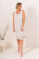 See Saw 100% Linen Ruffel Hem Dress