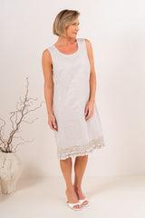 See Saw 100% Linen Ruffel Hem Dress