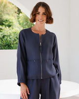 See Saw Linen Blend Zip Jacket