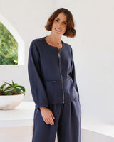 See Saw Linen Blend Zip Jacket