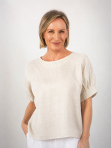 See Saw 100% Linen A Line Top