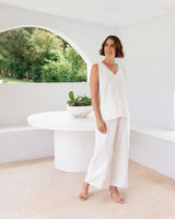 See Saw Linen Blend V Neck Tank