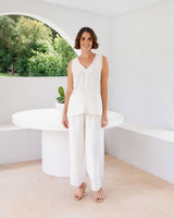 See Saw Linen Blend V Neck Tank
