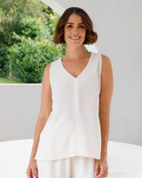 See Saw Linen Blend V Neck Tank