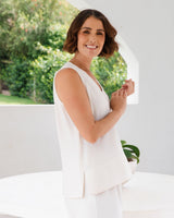 See Saw Linen Blend V Neck Tank