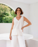 See Saw Linen Blend V Neck Tank