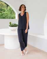 See Saw Linen Blend V Neck Tank