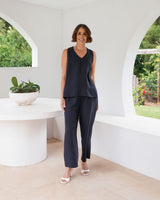 See Saw Linen Blend V Neck Tank