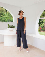 See Saw Linen Blend V Neck Tank
