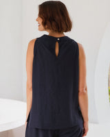 See Saw Linen Blend V Neck Tank