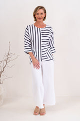 See Saw 100% Linen 3/4 Dolman Sleeve Top