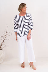 See Saw 100% Linen 3/4 Dolman Sleeve Top
