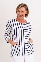 See Saw 100% Linen 3/4 Dolman Sleeve Top