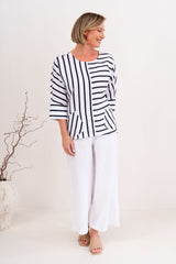 See Saw 100% Linen 3/4 Dolman Sleeve Top