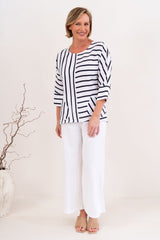 See Saw 100% Linen 3/4 Dolman Sleeve Top