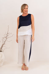 See Saw 100% Linen Spliced Tank with Zip