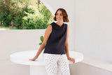 See Saw 100% Linen Button Back Cowl Neck Top