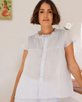 See Saw 100% Ramie Pleat Detail Top