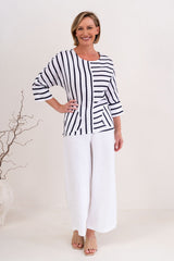 See Saw 100% Linen 3/4 Dolman Sleeve Top
