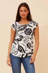 Caroline Morgan Leaf Shell Print Top