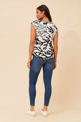 Caroline Morgan Leaf Shell Print Top