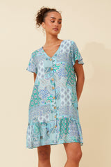 Caroline Morgan Patchwork Print Dress