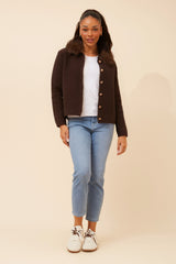 Caroline Morgan Removable Fur Cardigan