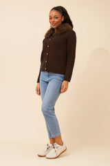 Caroline Morgan Removable Fur Cardigan