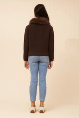 Caroline Morgan Removable Fur Cardigan