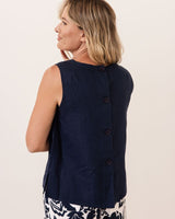See Saw 100% Linen Button Back Top