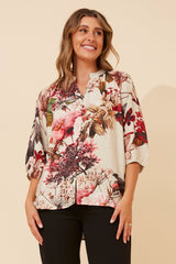 Caroline Morgan Floral Print Shirt