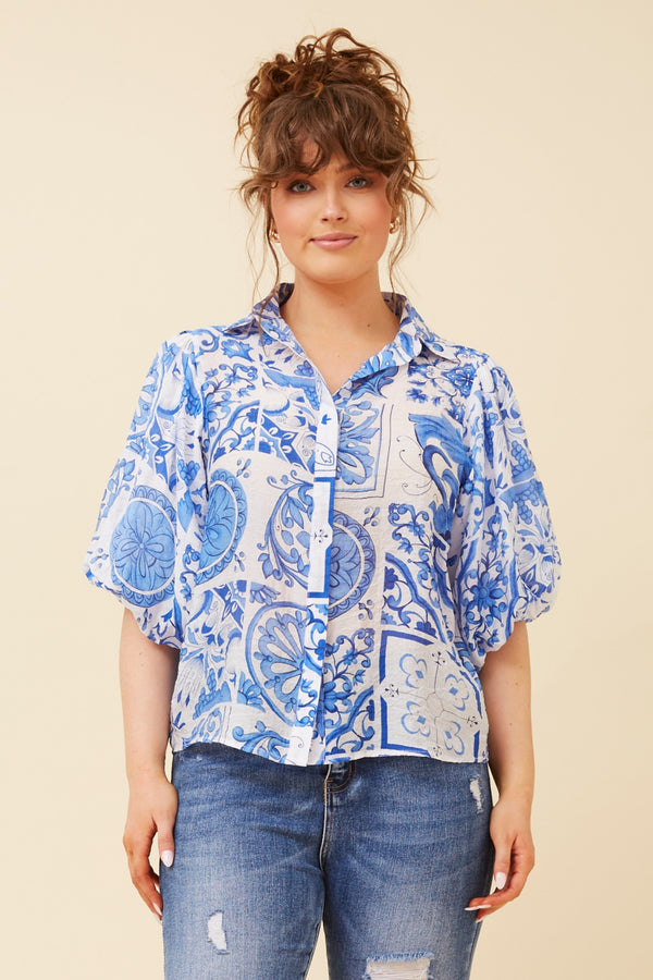 Caroline Morgan Puff Sleeve BoHo Shirt