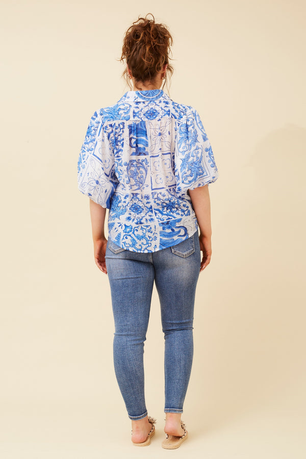 Caroline Morgan Puff Sleeve BoHo Shirt