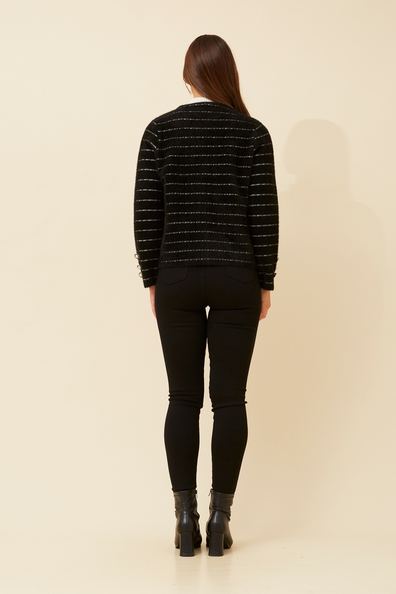 Caroline Morgan Stripe Knit Cardigan