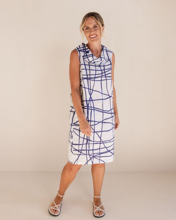 See Saw 100% Linen Cowl Neck Dress