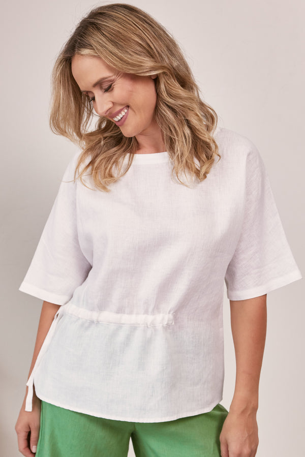 See Saw Linen Drawstring Top