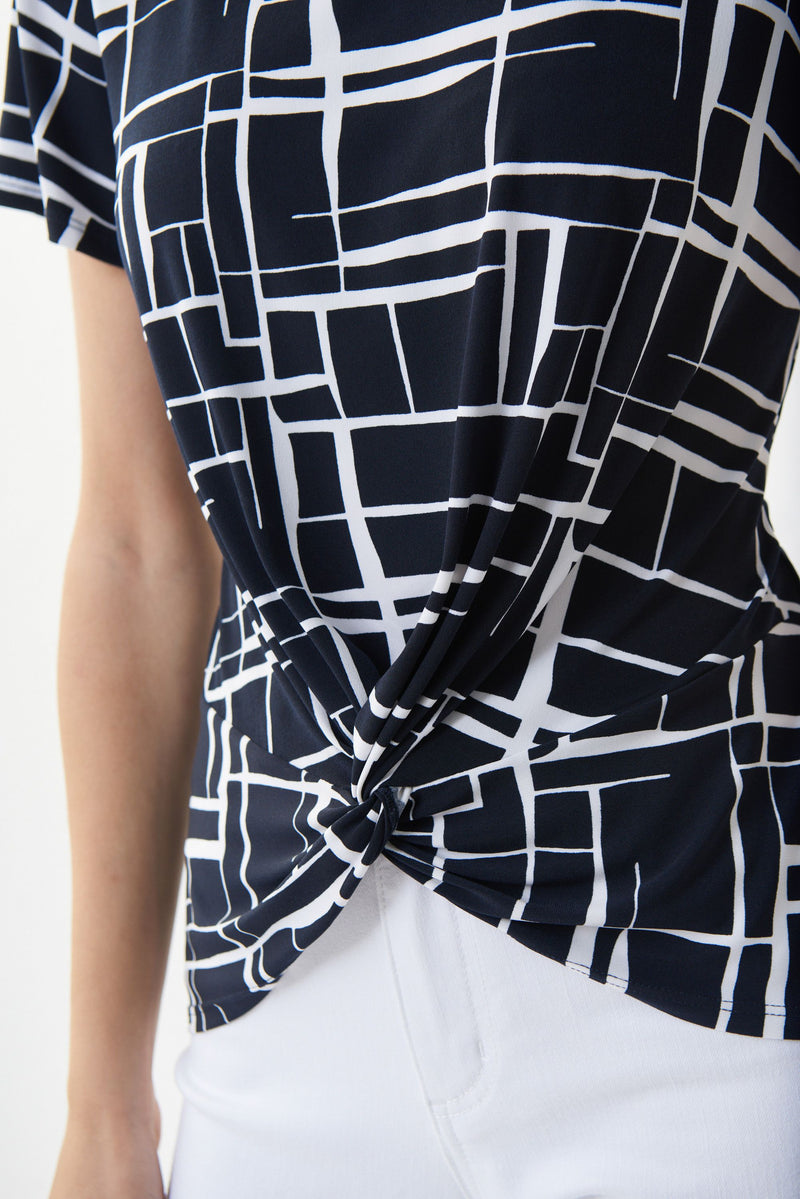 Joseph Ribkoff Abstract Tie Front Top