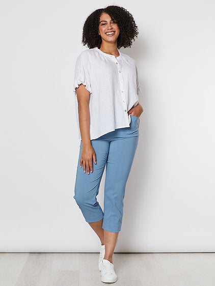 Clarity Frilled Sleeve Linen Top