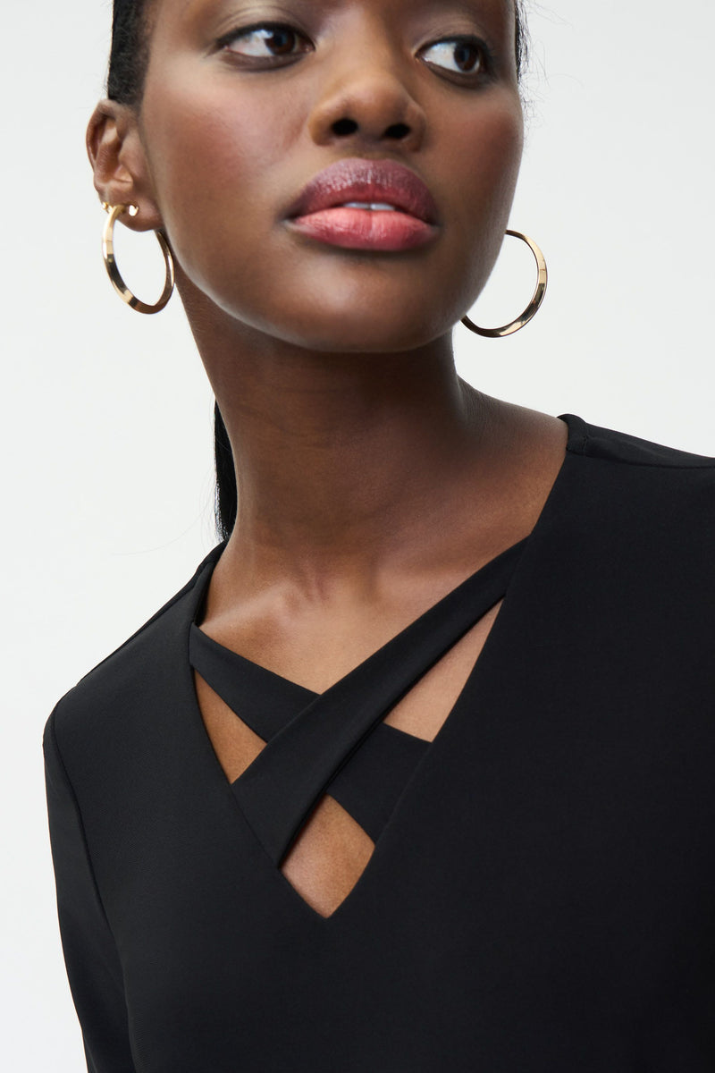 Joseph Ribkoff Cross Neckline Top
