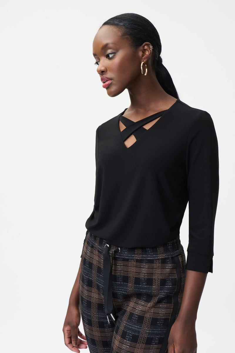 Joseph Ribkoff Cross Neckline Top